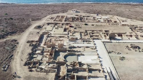 Aerial View of Ancient Ruins near the Ocean