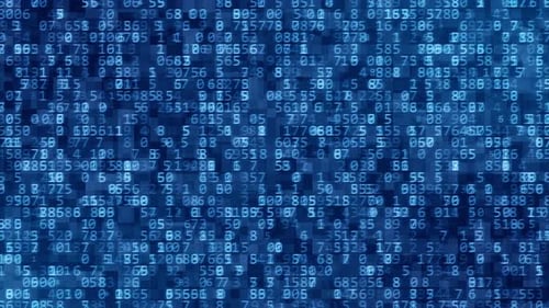 Blue digital Number random futuristic abstract background seamless loop video