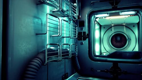Innenraum der futuristischen Internationalen Raumstation