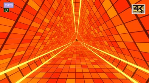 Abstract Neon Geometric Cyber Tunnel Loop Background