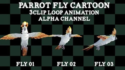 Parrot Fly Cartoon-Schleife, 3