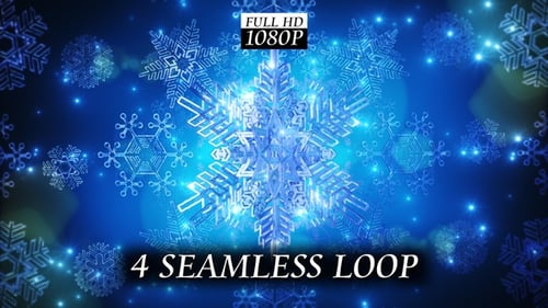 Sparkling Blue Geometric Snowflakes Christmas Background