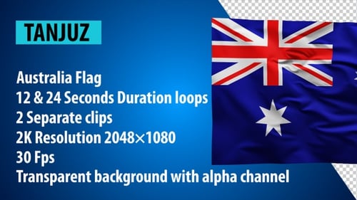 Waving Australia Flag Alpha Channel Loop