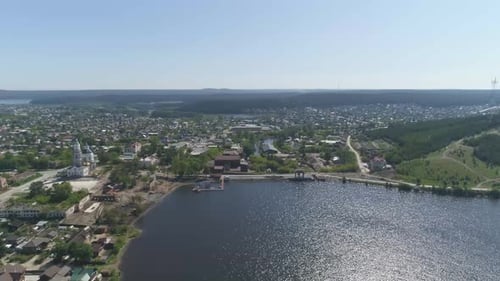 Aerial view of Embankment reconstruction in provincial city 29