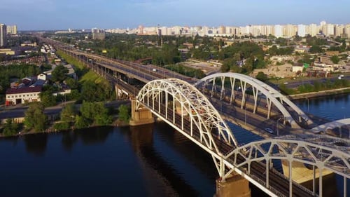 Urban Cityscape with a Bridge Over the River