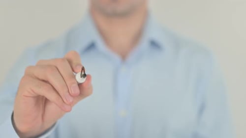 Hand Writes Negative On Clear Glass Surface