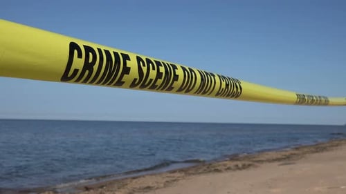 Crime Scene Tape Blocking Beach Access