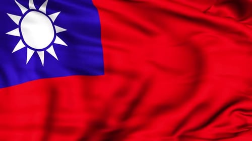 Taiwan National Flag Seamless Loop Waving Animation
