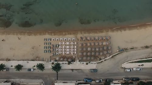 Aerial View of Seafront in Resort Town