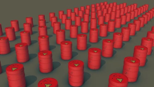 A Lot Of Explosive Barrel In A Row Hd