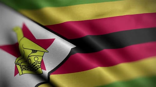 Realistic Waving Zimbabwe National Flag Seamless Loop