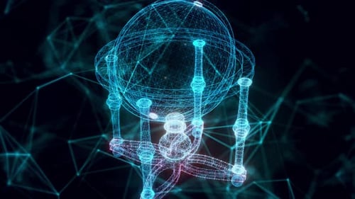 Cradle Globe Hologram Close Up 4k