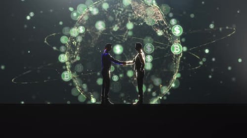 Digital Economic Earth Business Handshake