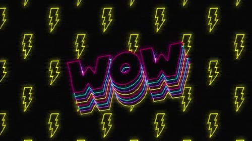 Retro Neon Kinetic Text Animation with Glitch Effect
