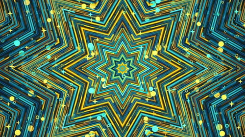 Abstract Star Kaleidoscope Background with Shimmering Particles