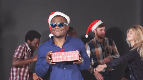 Multi Ethnic Group Friends Dancing Laughing Smiling and Having Fun at Party in Studio.