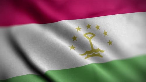 Tajikistan National Flag Waving In Realistic Fabric