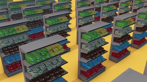 A Lot Of Market Shelf Tea And Cookies In A Row Hd