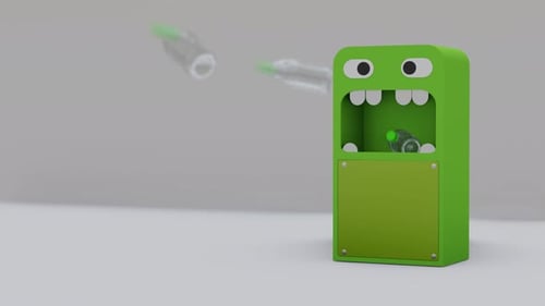 la corbeille mange les poubelles. Animation drôle