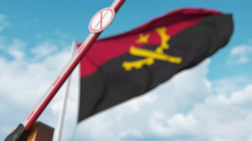 Angola Flag Barrier Closing for Coronavirus