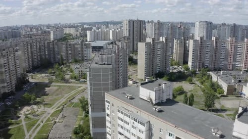 Soviet style architecture. Chernobyl style old building.