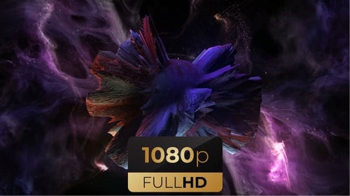 Abstract 3D Spiky Object Rotating in Cosmic Nebula Background