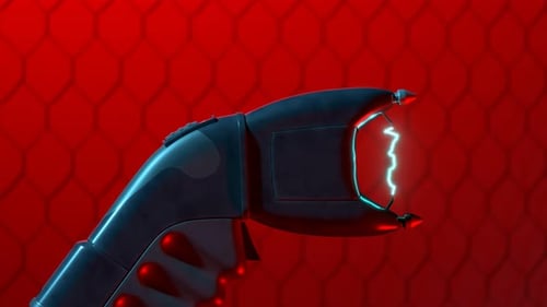 Stun gun or taser with an electric arc between two electrodes. Electric shock.