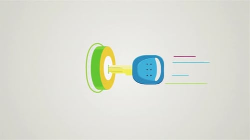 Abstract key being put into keyhole on white background