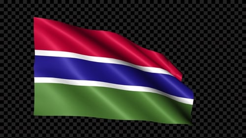 Gambia National Flag Waving Seamless Loop with Alpha Channel