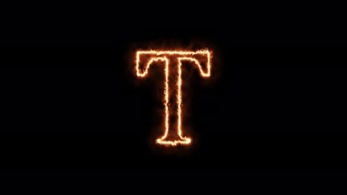 Fiery Burning Letter T Alphabet Text Logo Reveal Animation