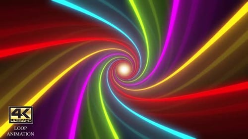 Colorful Neon Light Tunnel Hypnotic Loop Animation