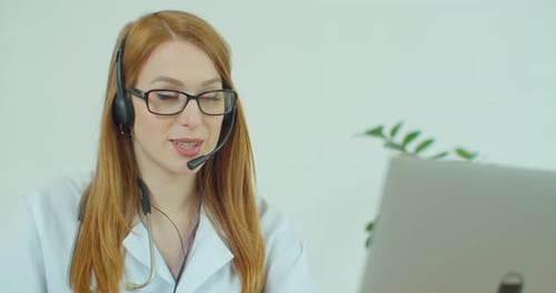 Female Doctor Telemedicine Online Consultation Using Laptop