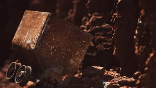 Un carro abandonado para una mina de oro utilizado para transportar minerales durante la fiebre del oro