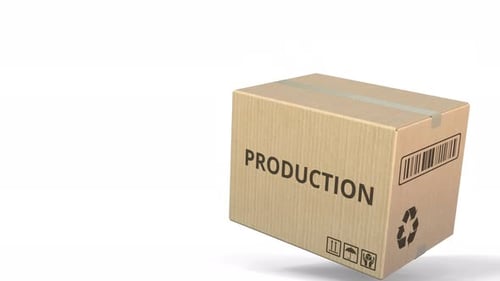 PRODUCTION Text on a Warehouse Carton