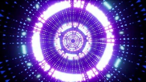 Abstract Glowing Circle Rotation Blinking Vj Tunnel 4K 03