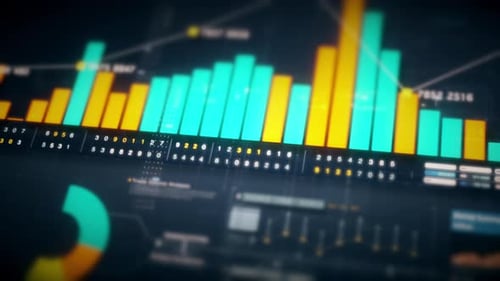 Futuristic Digital Interface Displaying Business Data Analytics