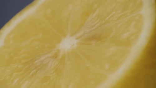 Bright Yellow Lemon Slice Macro Close-up