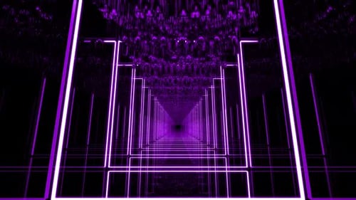 Infinite Neon Purple Grid Tunnel Loop Background
