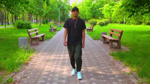 Handsome Guy Wearing Casual Walks in City