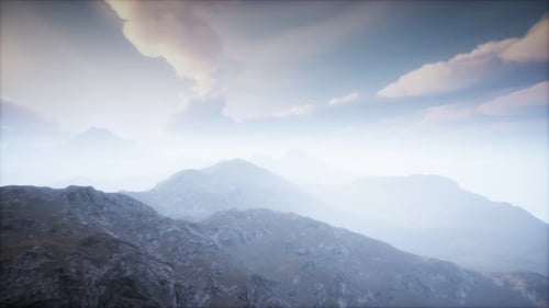 Volcano Crater Landscape with Fog
