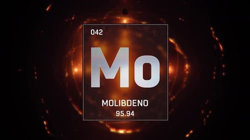 Molybdenum Element Animated on Atomic Structure Background