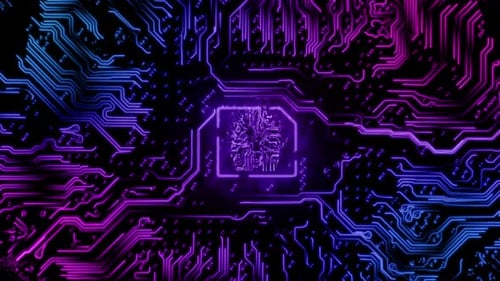 Abstract Neon Circuit Board Technology Background Animation