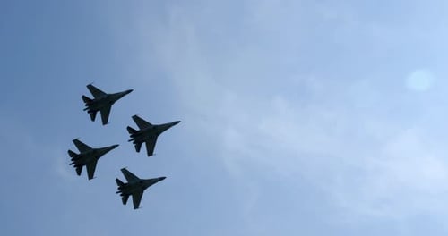 Flight of Su-35 Planes Through Best of Sun at Air Show Is Exciting and Extreme