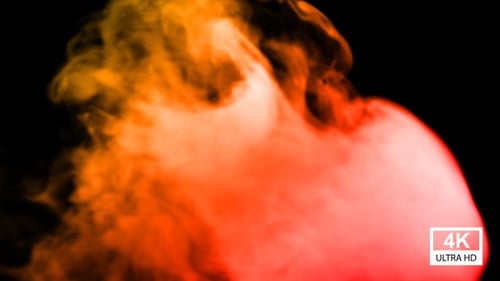 Dynamic Fluid Smoke Element with Red and Yellow Colors