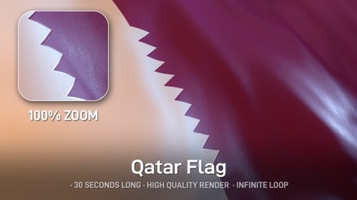 Realistic Waving Flag of Qatar Seamless Loop Background