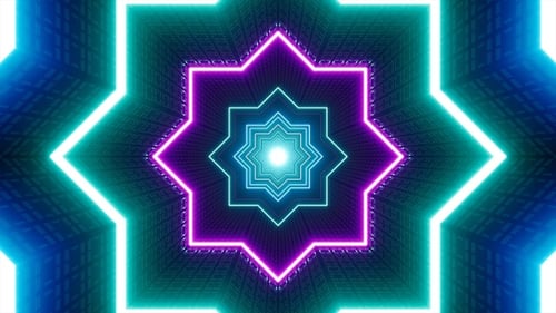 Flickering Octagram Light Tunnel