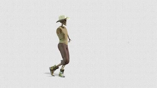 Funny Dancing Skeleton in Cowboy Hat with Alpha Channel