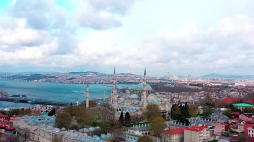 Quarantäne-Luftaufnahme der Süleymaniye-Moschee von Istanbul