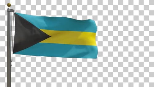 Flagge der Bahamas auf Fahnenmast mit Alphakanal