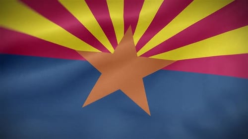 Realistic Arizona State Flag Waving Background Animation